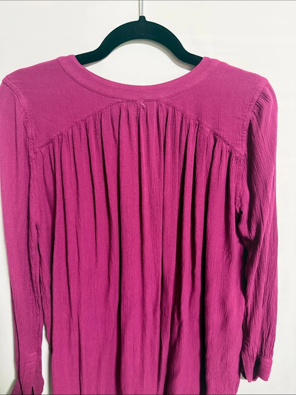 Free People New Romantics Magenta High-Low Button Tunic Top XS Fuchsia Boho
